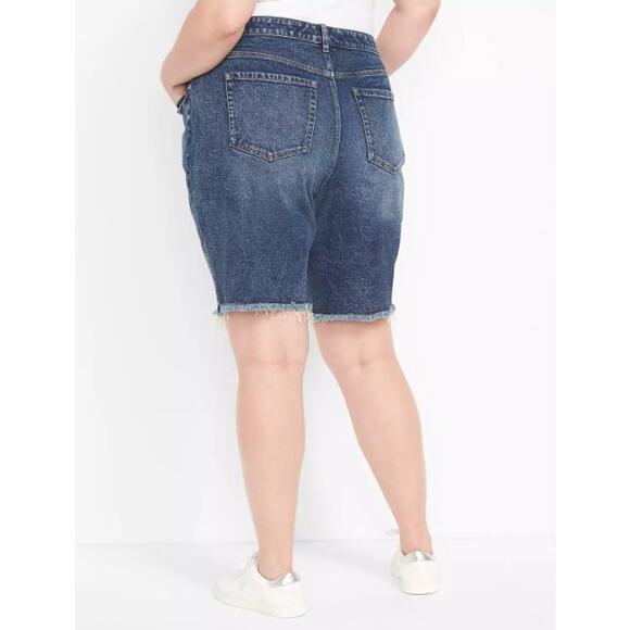 Lane Bryant Shorts Plus 26 Signature Fit Boyfriend Denim Bermuda Dark Wash Blue - Picture 2 of 10